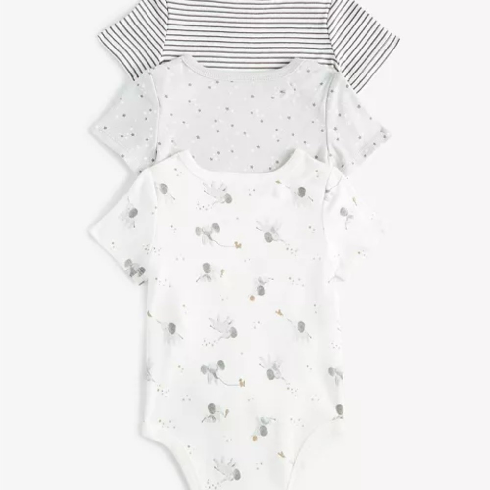 First Impressions Gray,‎ White, and Striped Bodysuit Trio